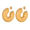 Joyería Nicho Retro Personalizada Francesa Lujo Accesible Diseño de Textura Geométrica Aretes Acero Titanio Chapado en Oro Aretes en Forma de U para Mujer