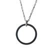 Pingente Redondo de Zircônia em Aço Inoxidável, Círculo de Cerâmica Espacial, Aço Titânio, Colar Feminino Ajustável, Corrente para Clavícula