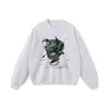 Moletom com Capuz Longo Vintage Lavado Europeu e Americano Spoof Estampa Direta Oversize Retrô para Homens e Mulheres