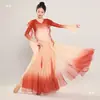 Traje de Danza Clásica para Mujer, Conjunto de Práctica de Gasa, Atuendo Elegante de Presentación, Conjunto de Rima Corporal de Danza, Falda de Gran Oscilación, Vestido en Capas Degradado
