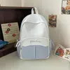 Mochila nueva de color block transfronteriza para niñas, casual y versátil, mochila moderna y genial para estudiantes de secundaria y preparatoria, mochila escolar para niñas