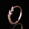 Novo Anel de Folha Estilo Fresco para Mulheres, Joia Fashionável de Galho com Zircônia Ouro Rosa de Comércio Exterior, Acessório Transfronteiriço Mais Vendido