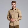 Suministro transfronterizo hombres al aire libre manga larga color liso algodón lavado talla grande holgada militar hombres camisa fabricantes al por mayor