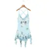 Ropa de Mujer Europea y Americana AliExpress Venta Caliente Moda Asimétrico Tejido Tirantes Finos Vestido de Corte Amplio