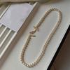 Collar de mariposa de nácar de agua dulce, cadena de clavícula, pulsera barroca, diseño de hebilla de nutria simple y de moda para mujer, cadena de cuello con sentido