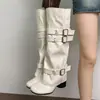 Botas de tacón alto gruesas para mujer petite, nuevo estilo otoño 2026, perfectas con faldas, que alargan la figura, versátiles y estilizan, botas altas hasta la rodilla