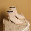 Botas de ante con tacón alto y punta, botas de mujer con punta puntiaguda, botas cortas con cremallera trasera, botas individuales de primavera y otoño, botas de mujer con tacón grueso