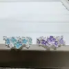 Anel de Flor de Glicínia de Luxo para Mulheres, Design Delicado de Videira, Anel Aberto Versátil Estilo Chanel para Uso Diário, Anel para Dedo Indicador