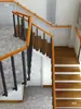Pasamanos de Escalera Sólidos de Madera Simples, Barandillas Protectoras Interiores, Columnas de Hierro Modernas para Loft, Vallas de Barra para Dúplex