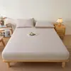 2026 Modelo Nuevo Sábana Bajera Ajustable de Algodón Lavado de Color Sólido, Protector de Colchón Universal para Todas las Estaciones, Cubre Colchón de Dormitorio, Pieza Única