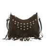 Bolso de Hombro Cruzado de Mezclilla Mongol con Remaches y Borlas Casual Retro para Mujer Nuevo de Moda Verano 2025