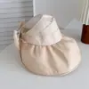Sombrero de Protección Solar de Nuevo Estilo para Mujer, Sombrero de Sol de Ala Ancha para Verano, Sombrero de Copa Abierta Que Hace que la Cara Parezca Más Pequeña, Protección UV, Se Puede Usar para Cola de Caballo, Sombrero de Sol