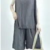 Chaleco de verano sin mangas de algodón y seda, conjunto de pijama de manga corta para mujer, ropa fina de verano para ejercicio matutino, pantalones para caminar