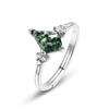 Novos produtos transfronteiriços para anel de musgo verde prata S925 anel de ágata aquática Moda europeia e americana Amazon TikTok