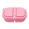 Recipiente de lanche de silicone, caixa de temperos de silicone com dois compartimentos, caixa de molho com tampa, recipiente de armazenamento de alimentos de silicone