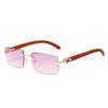 Gafas de Sol Cuadradas Sin Marco con Borde Cortado tipo Cuerno Europeas y Americanas de Moda para Hombres Gafas de Sol Personalizadas con Grano de Madera para Mujeres