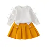 Ropa de primavera y otoño para niña de 26 años, sudadera de color liso con lazo y falda corta plisada, conjunto de bebé elegante y a la moda directamente de la fábrica fuente