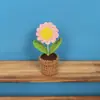 Producto Terminado de Ganchillo Hecho a Mano Transfronterizo Mini Planta de Margarita en Maceta Decoración Interior de Coche Adorno de Escritorio Regalo