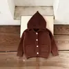 Cárdigan de punto con capucha para niños otoño e invierno estilo coreano suéter abrigo para bebé sombrero de punta engrosado cálido top para bebé