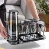 Juego de Tetera de Vidrio de Gran Capacidad para Agua Fría con Recubrimiento de Ceniza Ámbar Taza de Limón Tetera con Lazo Tetera Simple para el Hogar con Frutas