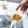 Plato pequeño de vidrio Phnom Penh con diseño de flor de cerezo, transparente, para aperitivos, dulces, dim sum, ensaladas y más.