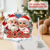 Llavero colgante plano de acrílico navideño transfronterizo, Papá Noel, muñeco de nieve, caja de regalo, llavero de regalo navideño