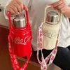 Taza Térmica Coca-Cola de Gran Capacidad Taza de Agua Portátil para Hombres y Mujeres Botella de Agua de Acero Inoxidable 316 con Asa Logo Impreso