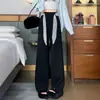 Calça de Tricô de Perna Larga com Cinto de Renda para Mulheres 2025 Outono/Inverno Nova Calça Casual Emagrecedora de Cintura Alta com Caimento Relaxado