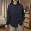 Camisa de algodón de gasa de doble capa con cuello mao para mujer, de manga larga, corte holgado, versátil y adecuada para el trabajo, camisa suave