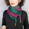 Opções multicoloridas, costura em cores contrastantes, lenço de pescoço plissado com fecho magnético, leve, sem necessidade de amarrar, lenço decorativo de seda simples e elegante para mulheres