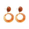 Pendientes Colgantes de Madera de Resina Aguja de Plata, Forma de Semicírculo Gota de Agua Hueca, Aretes Estilo Melard, Pendientes de Diseño Nicho para Mujer