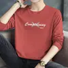 Camiseta Masculina de Algodão Puro com Manga Longa 2026 Nova Marca de Moda Algodão Estampado Roupa Íntima Top Camiseta Base Outono e Inverno