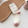 Calcetines de otoño e invierno con bordado rosa para mujer, de algodón a rayas, estilo universitario, de Corea del Sur
