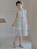 Vestido de Verão Sem Mangas para Meninas, Roupa Infantil, Vestido Colete Floral Estiloso, Estilo Coreano, Moderno e Doce