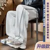 Pantalones con forro polar para hombre marca moderna invierno nuevo gruesos cálidos de pierna recta casuales para hombre joven holgados de pierna ancha largos