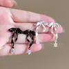 Pendientes de Aro Estilo Ballet con Lazo y Circonita Pendientes Distintivos Dulces Frescos Elegantes de Celebridad de Internet Pendientes de Moda Explosivos 2024