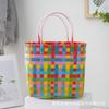 Bolso de mano de plástico tejido a mano, bolso de viaje de plástico para mujer, bolso cuadrado pequeño de plástico tejido a mano, bolso de playa hecho a mano