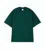 Camiseta Unisex de Hilo Doble 32S 240g Marca de Moda Hombro Caído Cuello Redondo Manga Corta Versátil con Texto Estampado y Bordado Estilo Casual Holgado