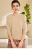 Nuevo Jersey de Cachemira para Mujer Otoño/Invierno 2023, Cuello Redondo, Liso, Color Sólido, Holgado, Moda Versátil, Base Elegante
