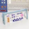 Estojo Transparente com Texto Inspirador Criativo para Estudante, Bolsa de Papelaria de Grande Capacidade, Bolsa Conveniente com Zíper, Estojo de Lápis de Armazenamento em PVC