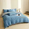 Conjunto de Quatro Peças Espesso 100% Algodão Classe A Bordado em Algodão Puro Conjunto de Três Peças para Dormitório Cor Sólida Capa de Edredom 180 Lençol de Cama Roupa de Cama
