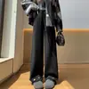 Pantalones de Punto Anchos con Detalle de Borlas para Mujer, Nuevo Estilo Otoño, Cintura Elástica, Versátiles, Tiro Alto, Favorecedores, Pantalones Casuales de Pierna Ancha hasta el Suelo