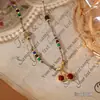 Popular Cadena Doble para Clavícula de Caballo con Piedra Natural Ojo de Tigre y Cuentas de Color Contrastante de Ainibeni, Collar de Moda y Versátil