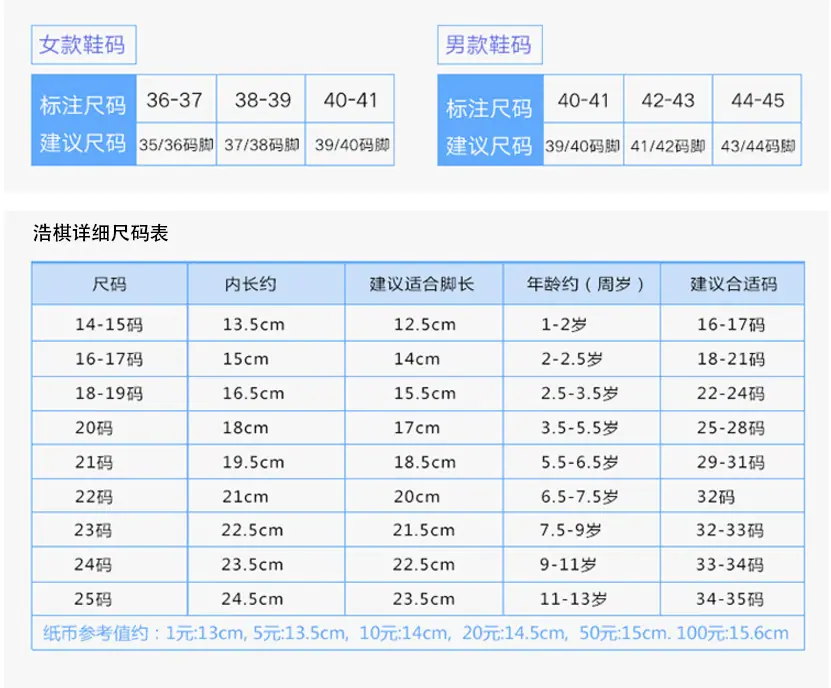 尺码表