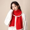Lenço Vermelho de Ano Novo, Aniversário, Presente de Natal para Meninas, Lenço Feminino de Inverno Espessado Quente, Cor Sólida de Alta Qualidade, Lenço para Estudantes
