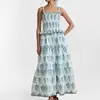 Vestido Transfronterizo Europeo y Americano 2026 Otoño Nueva Ropa de Mujer Elegante Tirantes Finos Falda con Estampado Francés