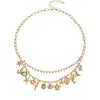 Venta Caliente Transfronteriza Collar de Animales Marinos Acero Inoxidable Colgante de Caracola Estrella de Mar Concha Diseño de Apilamiento Cadena para Clavícula Mayoreo