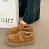 Zapatos de algodón con suela gruesa para mujer, nuevo estilo de invierno 2026, forrados de felpa, adecuados para uso en exteriores, estilo Birkenstock, zapatos de algodón esponjosos y cálidos para mujer