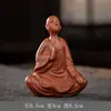 Deus da Riqueza Argila Roxa Pet de Chá Ornamento Decoração de Casa Retrô para Atrair Riqueza e Prosperidade, Capa de Brinquedo de Chá Feita à Mão Acessórios para Conjunto de Chá
