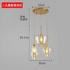 Lustre Nórdico Simples Moderno de Vidro Âmbar Loja de Roupas Sala de Estar Sala de Jantar Lustre de Vidro de Combinação de Três Cabeças